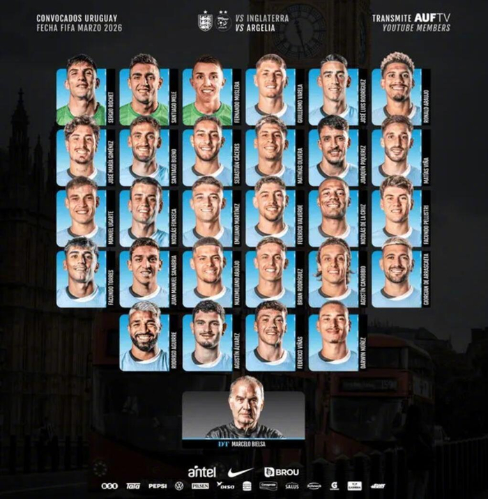 贝尔萨率队备战国际比赛日 乌拉圭公布3月集训名